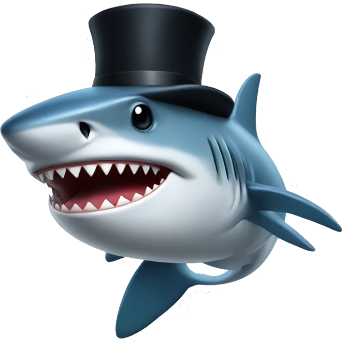 Shark with top hat emoji