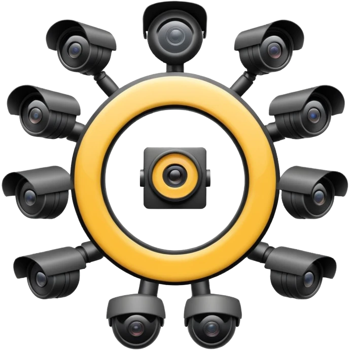 Looking down on a circle of CCTV cameras  emoji