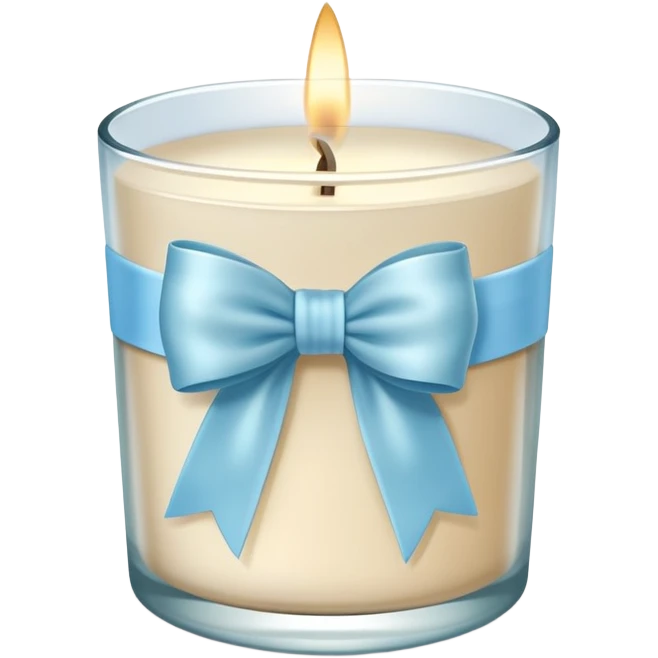 light beige scented candle in glass with a light blue bow





 emoji