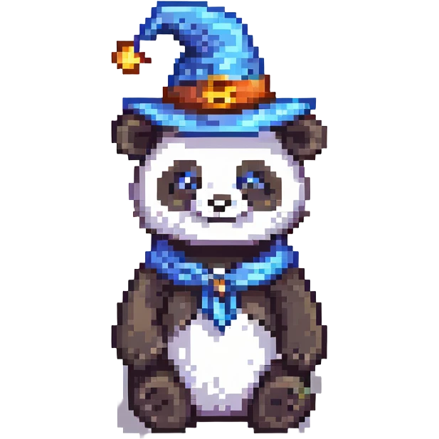 smiling panda with a wizard hat emoji