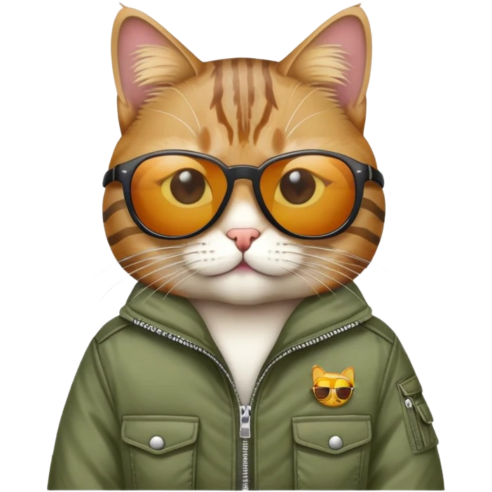 Cat wearing sunglasses and wearing a jacket emoji