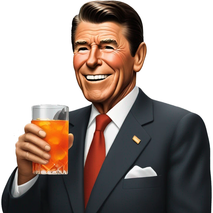 Ronald Reagan drinking an Aperol Spritz emoji