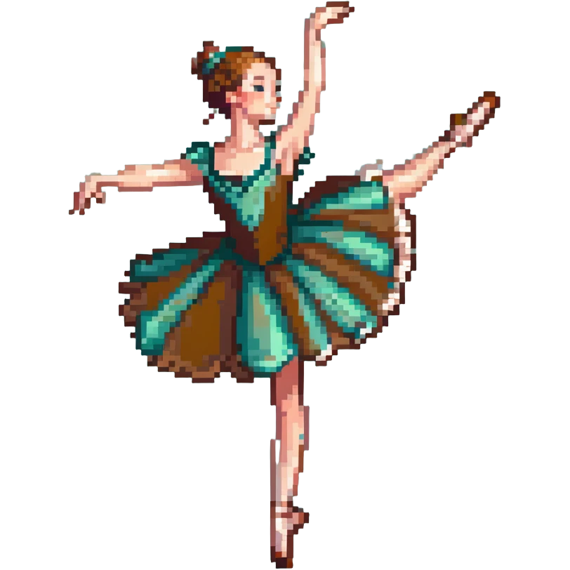 Ballerina with coffee-colored costume performing a pirouette emoji