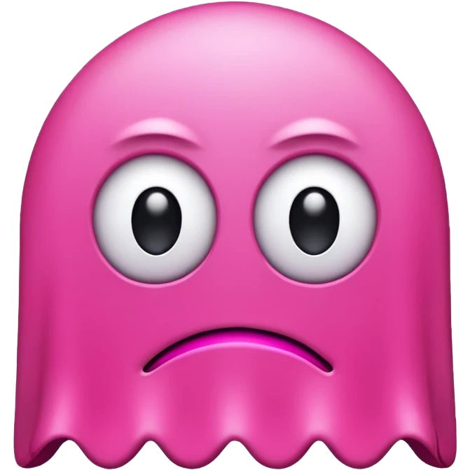 Pink Pacman ghost character with big eyelashes emoji