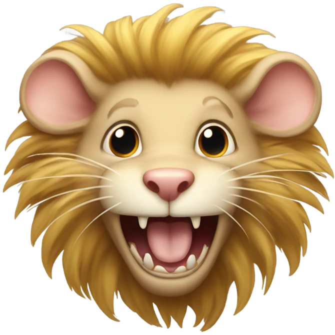 Tan rat with lion’s mane is evil laughing emoji