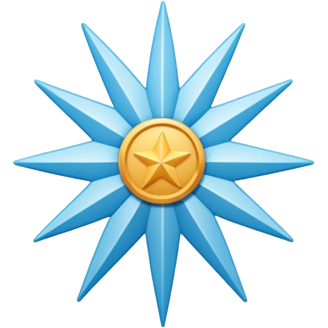 A high-resolution 2D icon of an Instagram-style verified badge. A vibrant light blue rounded-point starburst shape (rosette) with a clean, thick white checkmark in the center. Soft matte plastic texture. emoji