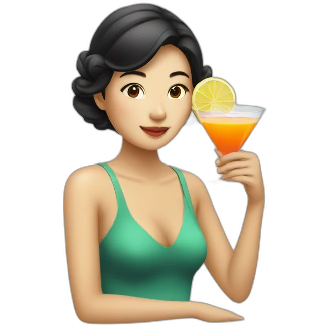 asian lady drinking cocktail emoji