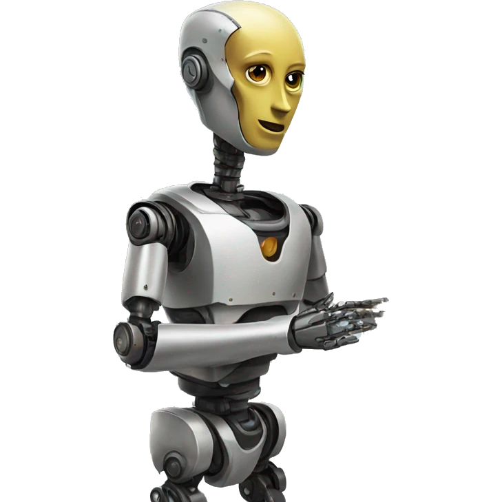 robot holding beautiful painting emoji