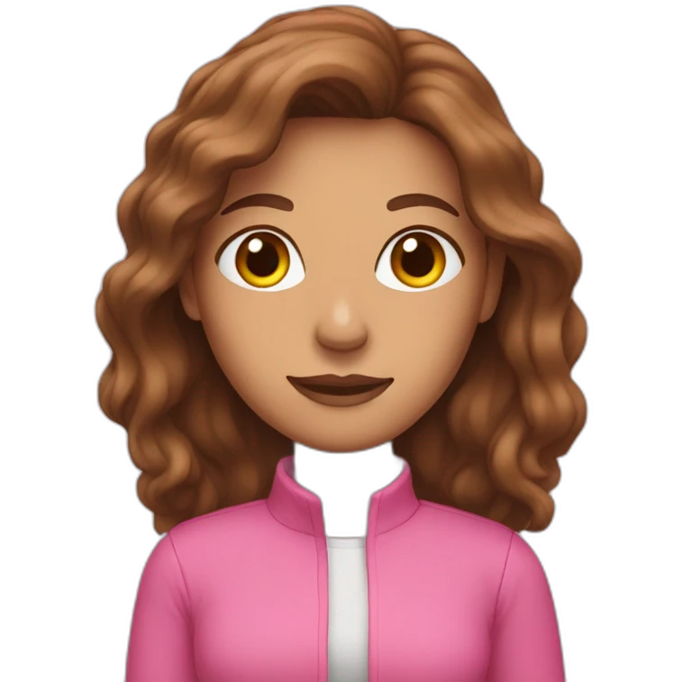 woman with brown long hair in pink emoji