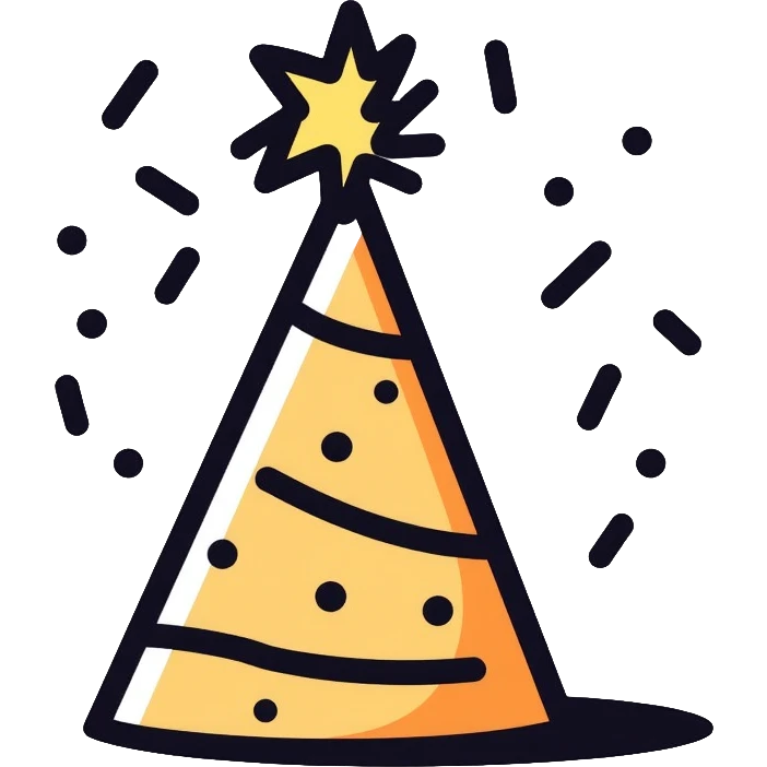 party hat with confetti emoji