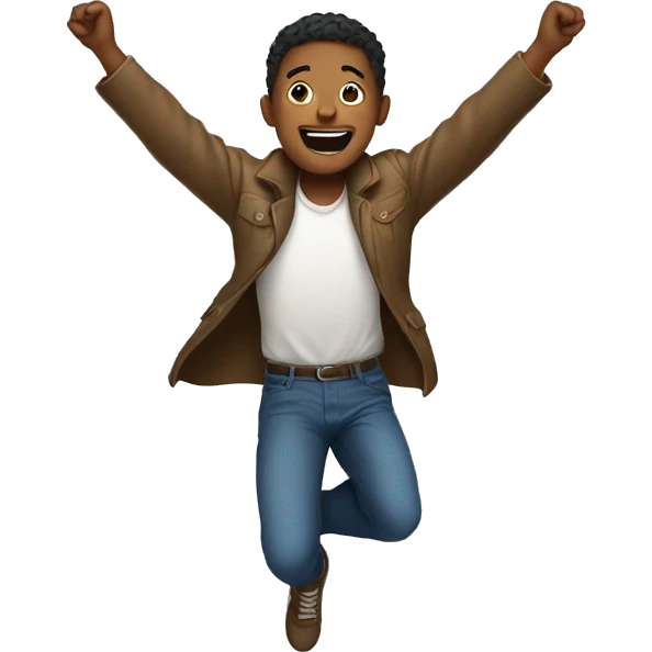 A men jumping with raised arms emoji