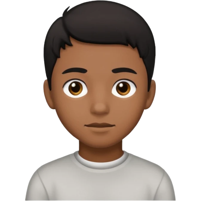 Brown teenage boy with black hair black eyes emoji