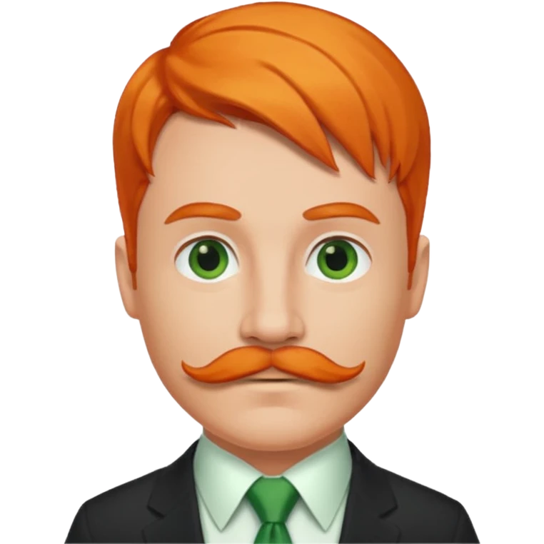 orange hair man with mustache & green tie emoji