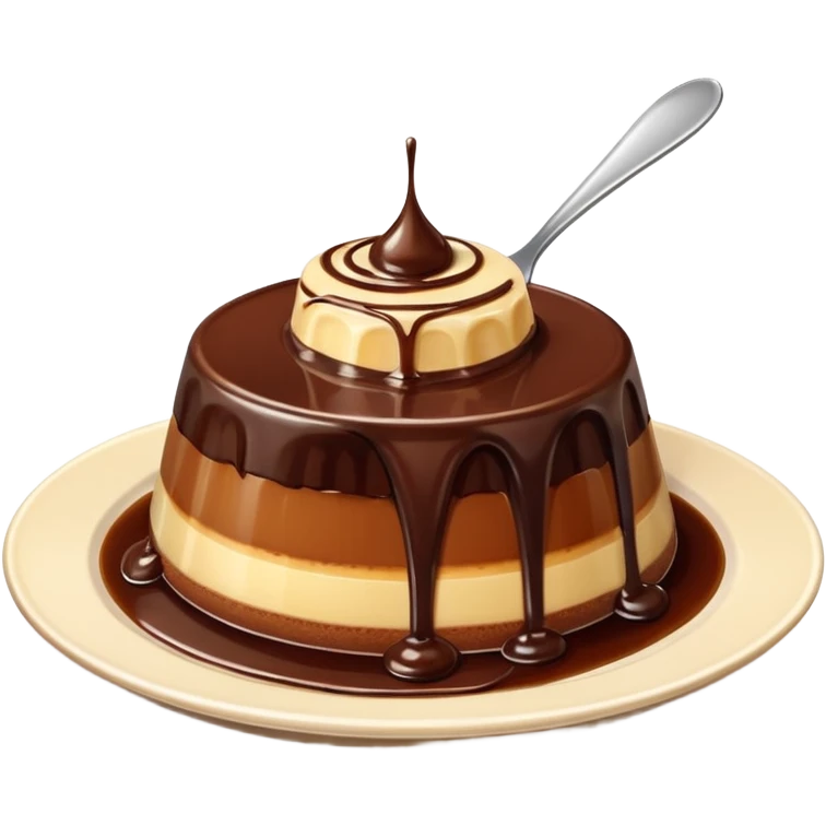 chocolate pudding dessert with flan on top on a small plate emoji