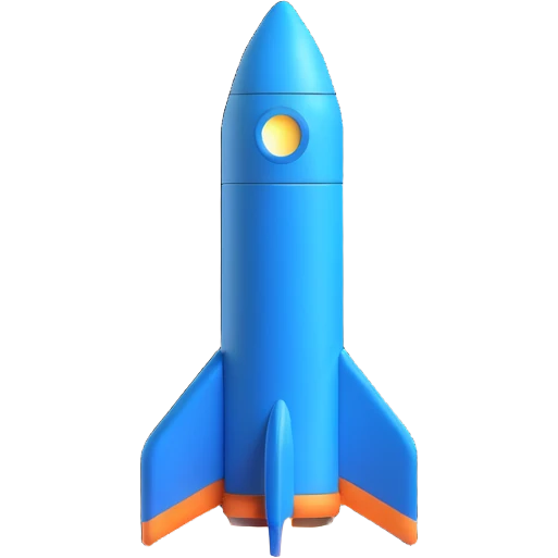 blue colored rocket with 3D appearance, Slack emoji style emoji