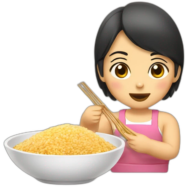 Chinita gordita comiendo arroz  emoji