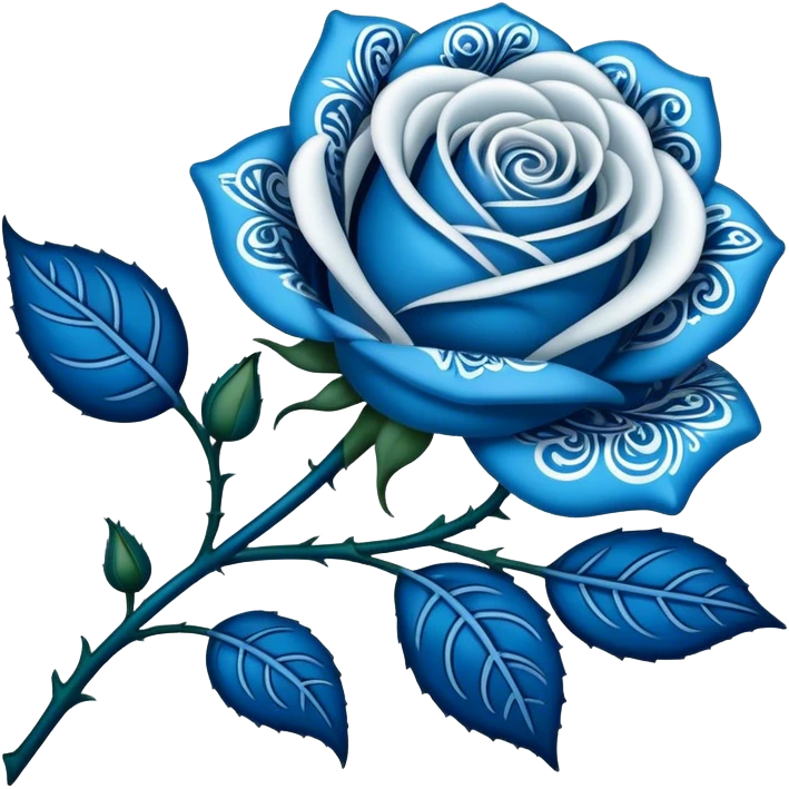 blue paisley printed rose  emoji