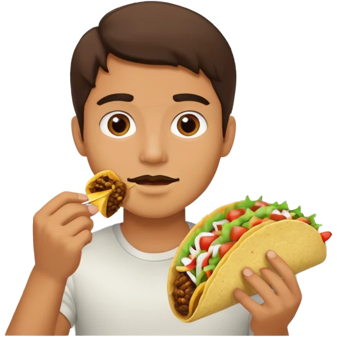 a young man eating a taco emoji