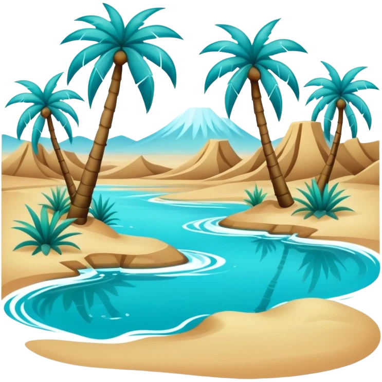 desert oasis with palm trees and water emoji
