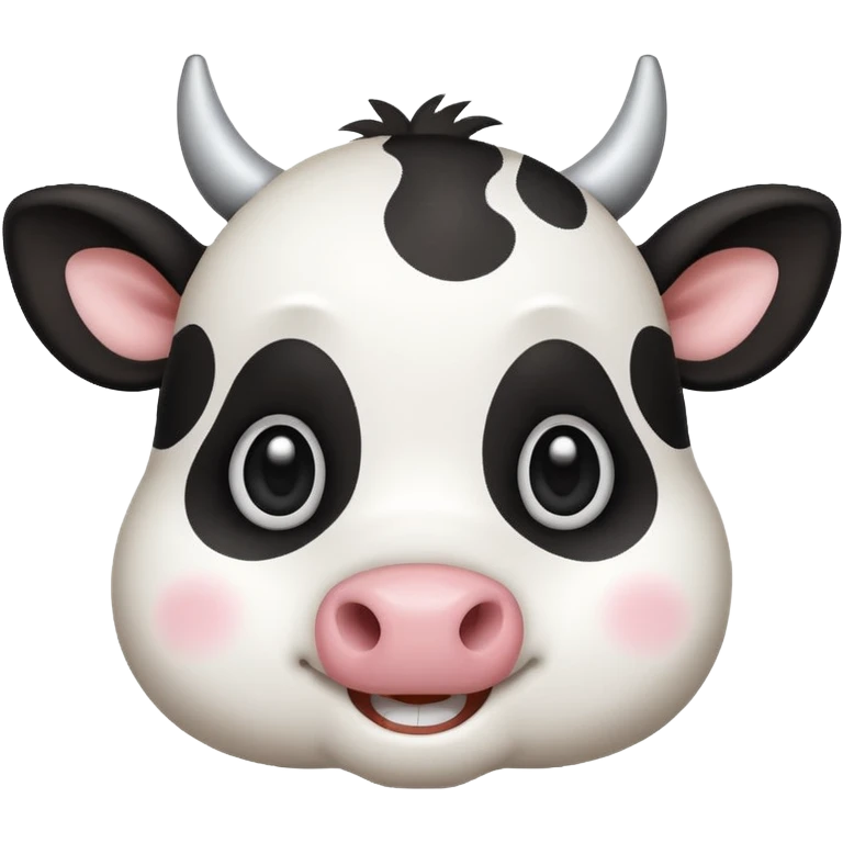 cute simple kawaii cow face, very simple dot eyes, big pupils emoji