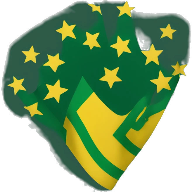 circassian flag with dark green background with 3 yellow arrows and 12 yellow stars emoji
