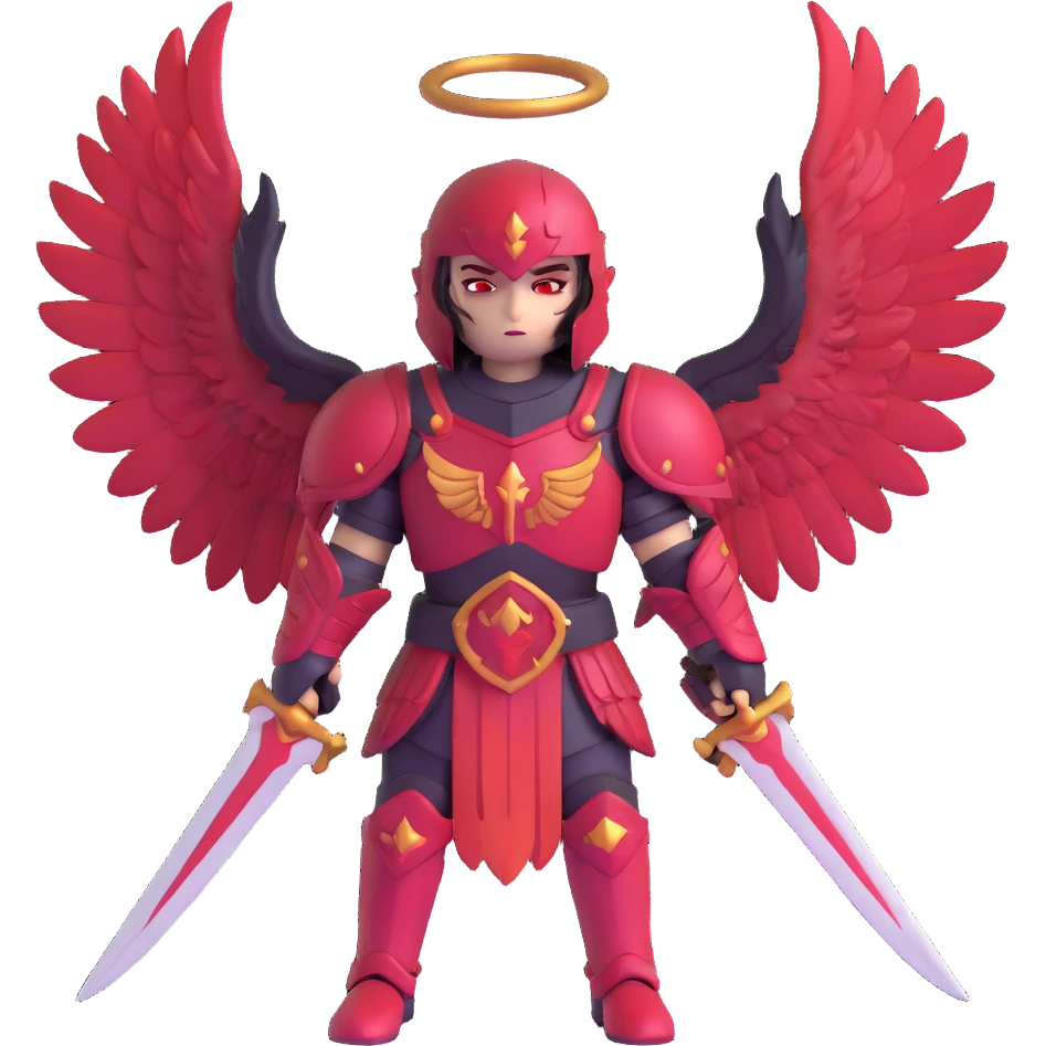 sinister warrior angel with blood-stained armor and crimson wings emoji