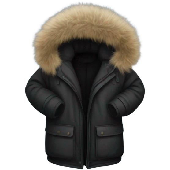 large black winter jacket with fur hood emoji