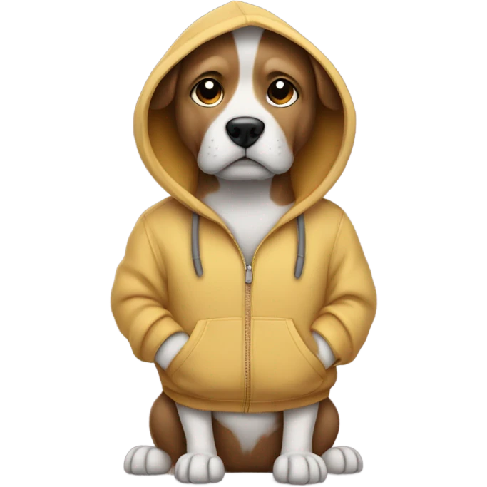 Dog in a hoodie with hands in pocket emoji