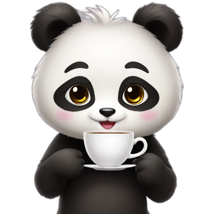 Cute Panda girl and cup of tea emoji