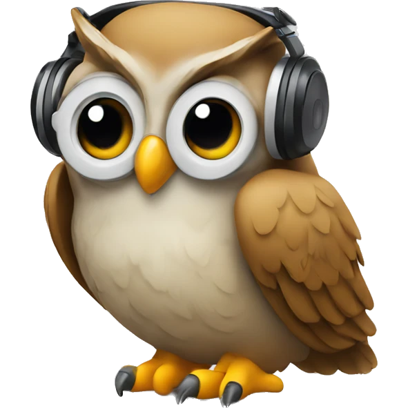 an owl with DJ headphone emoji