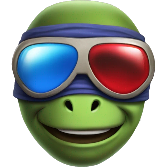 donnie the teenage mutant ninja turtcle with red and blue goggles emoji