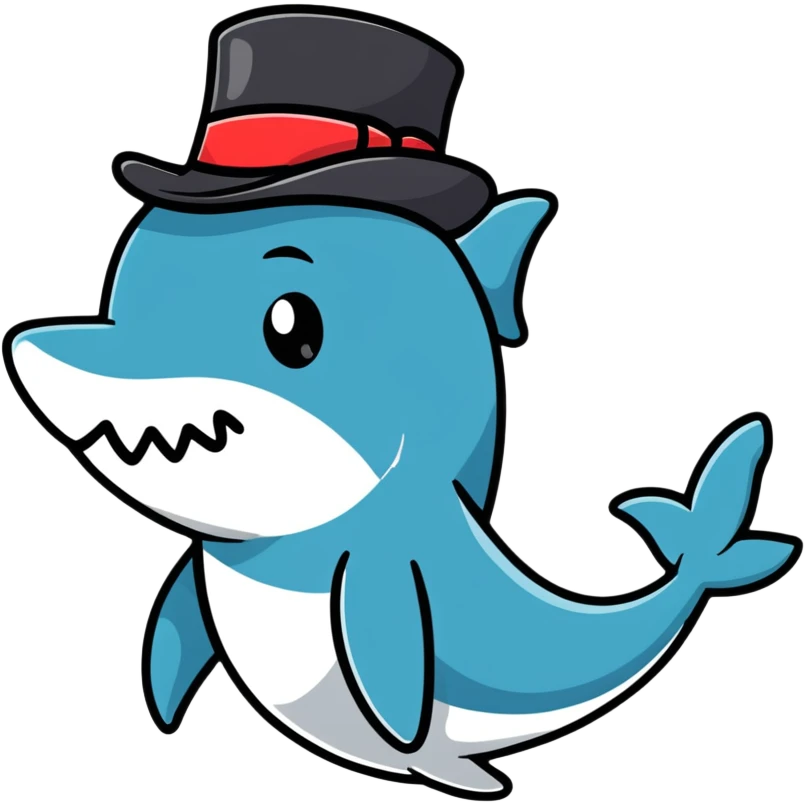 Shark with a top hat emoji
