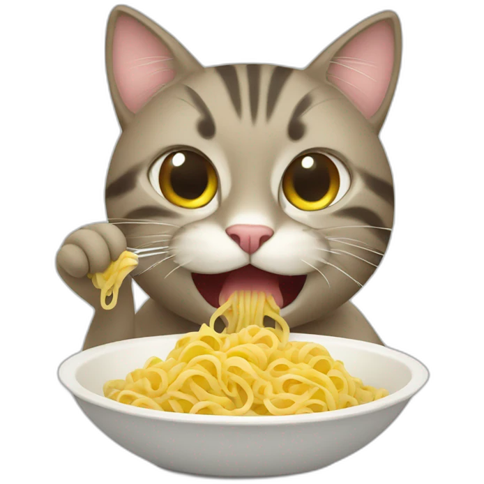Cat eating pasta emoji