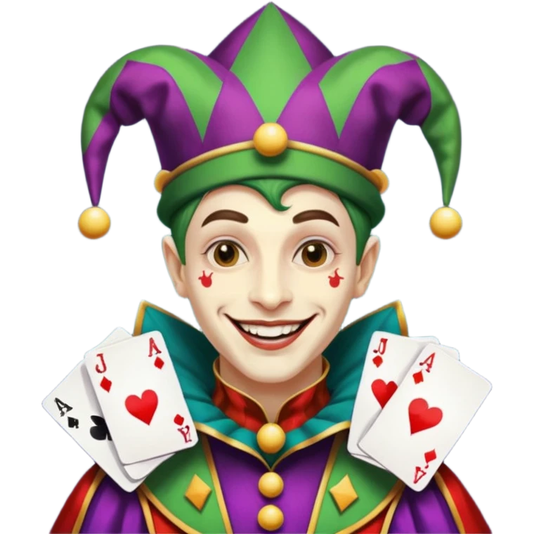 crazy colorful human jolly joker from poker, medieval, vintage, court jester emoji