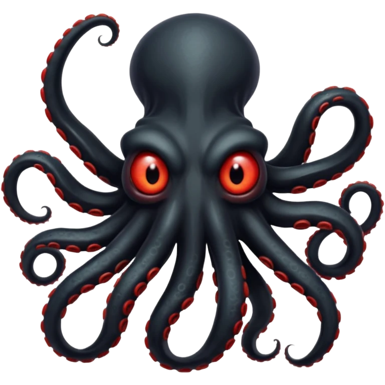black tentacled creature with a large red eye and clawed tips, not an octopus, tentacles curled inward emoji