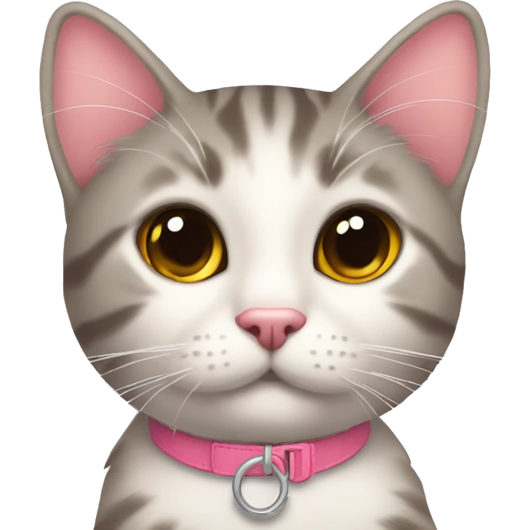 Gato naranja con collar rosa que diga kira tierno  emoji