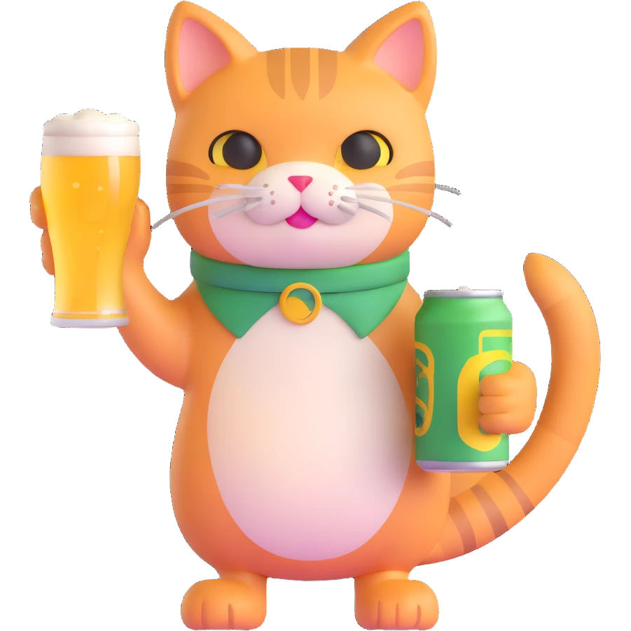 cat holding a beer emoji