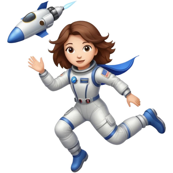 beautiful brown hair girl flying to space emoji