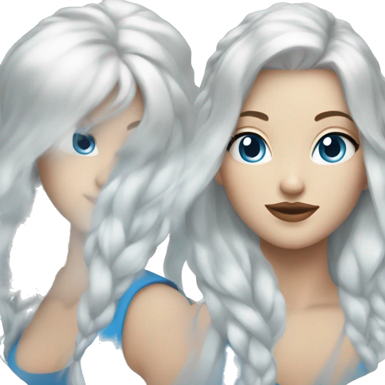 white haired girl with blue eyes and a long pixie hairstyle emoji
