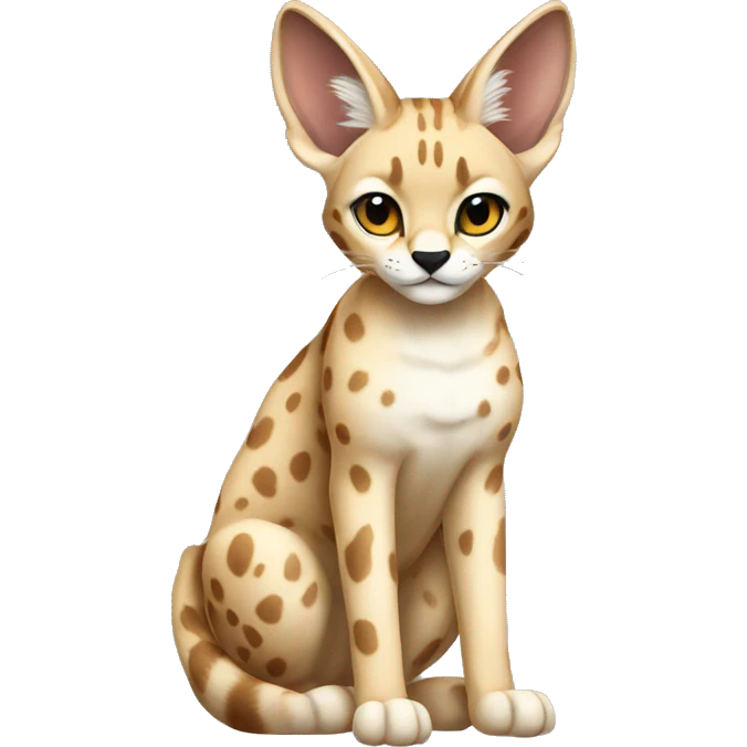 beige and white serval fullbody emoji