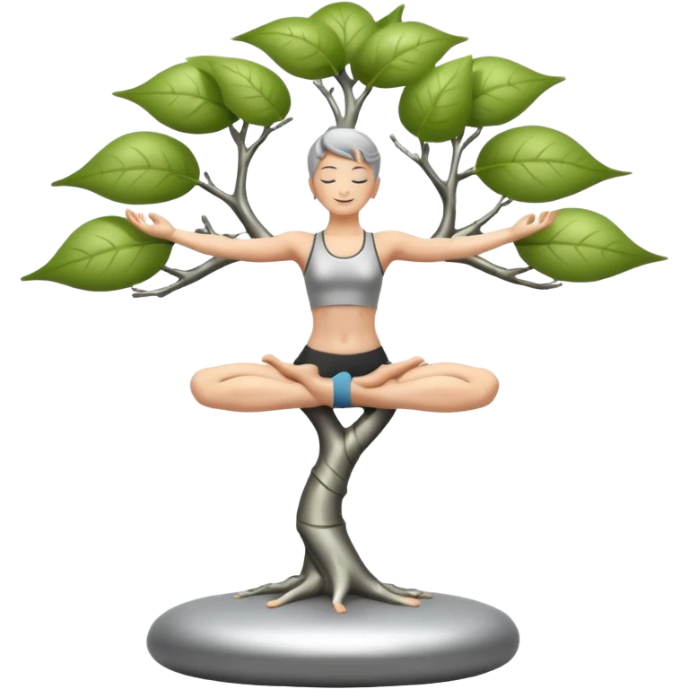 a computer doing yoga in tree pose emoji