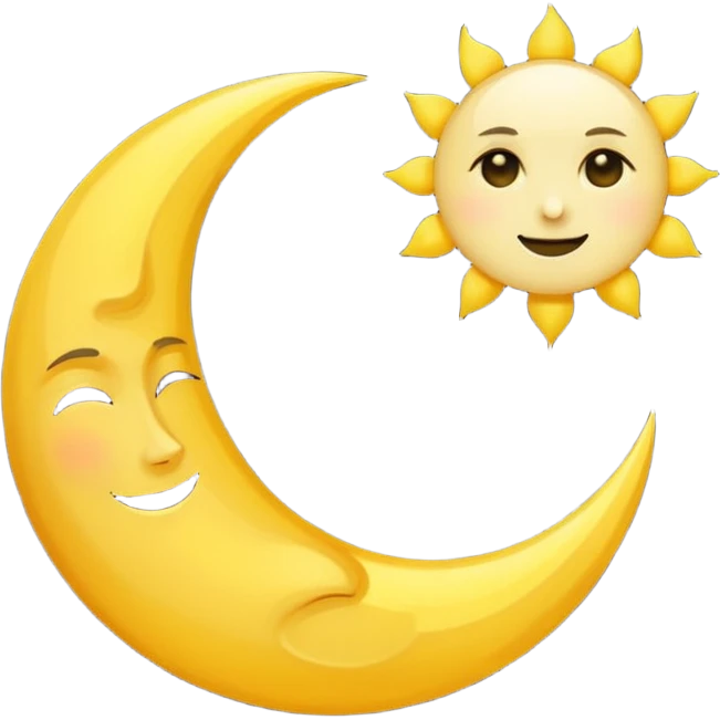 Genarate me a emoji of Drak mode moon and bright mode sun Like we got In our mobile phones emoji