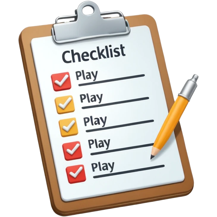 clipboard with checklist and play symbol emoji