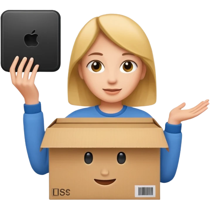 woman holding cardboard box emoji
