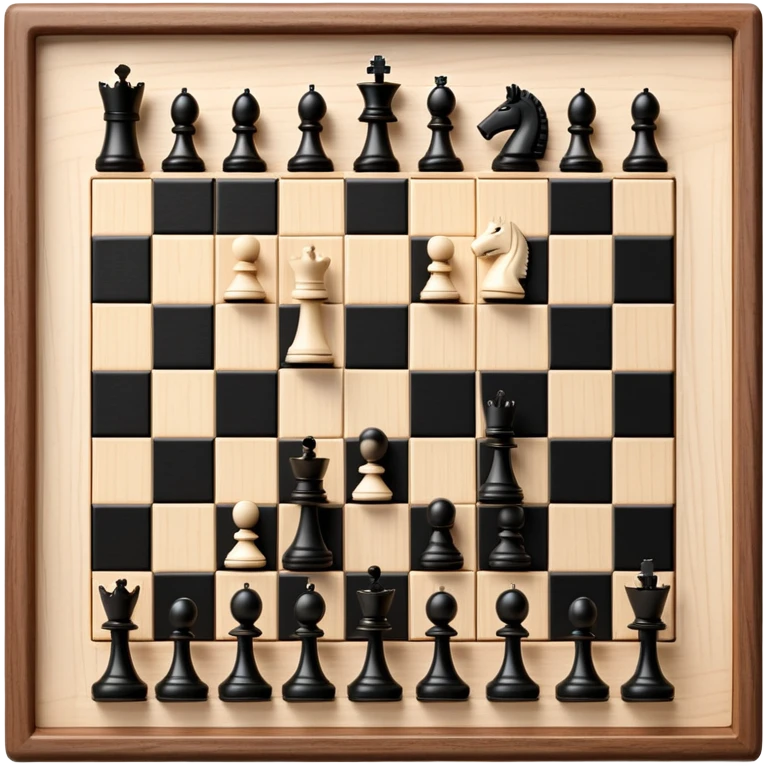 A chessboard with a few strategically placed pieces, including a king, queen, and pawns. The scene highlights the classic black and white squares of the board, emphasizing strategy and thoughtfulness in the game of chess. emoji
