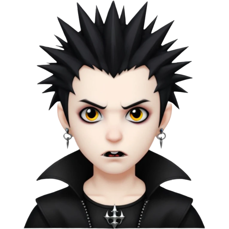 vampire emoji with spiky emo hair with stretched ears gauges emoji