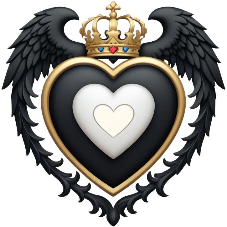 black crest with white heart emoji