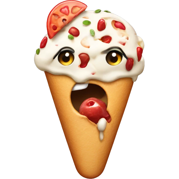 Ice cream eating a pizza emoji