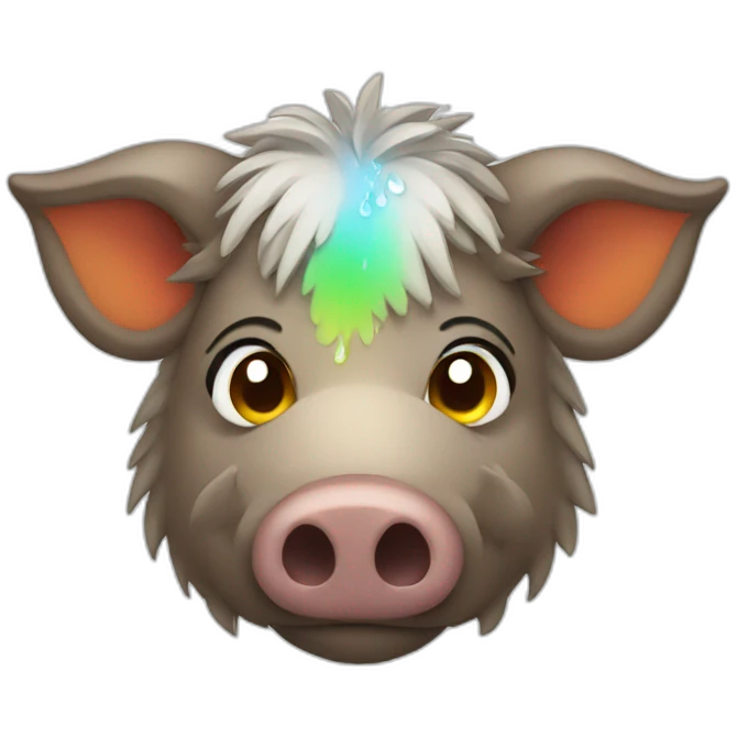 boar with rainbow tears emoji