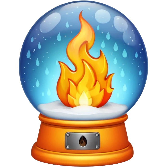 Can you make a snow globe emoji with a flame in it emoji